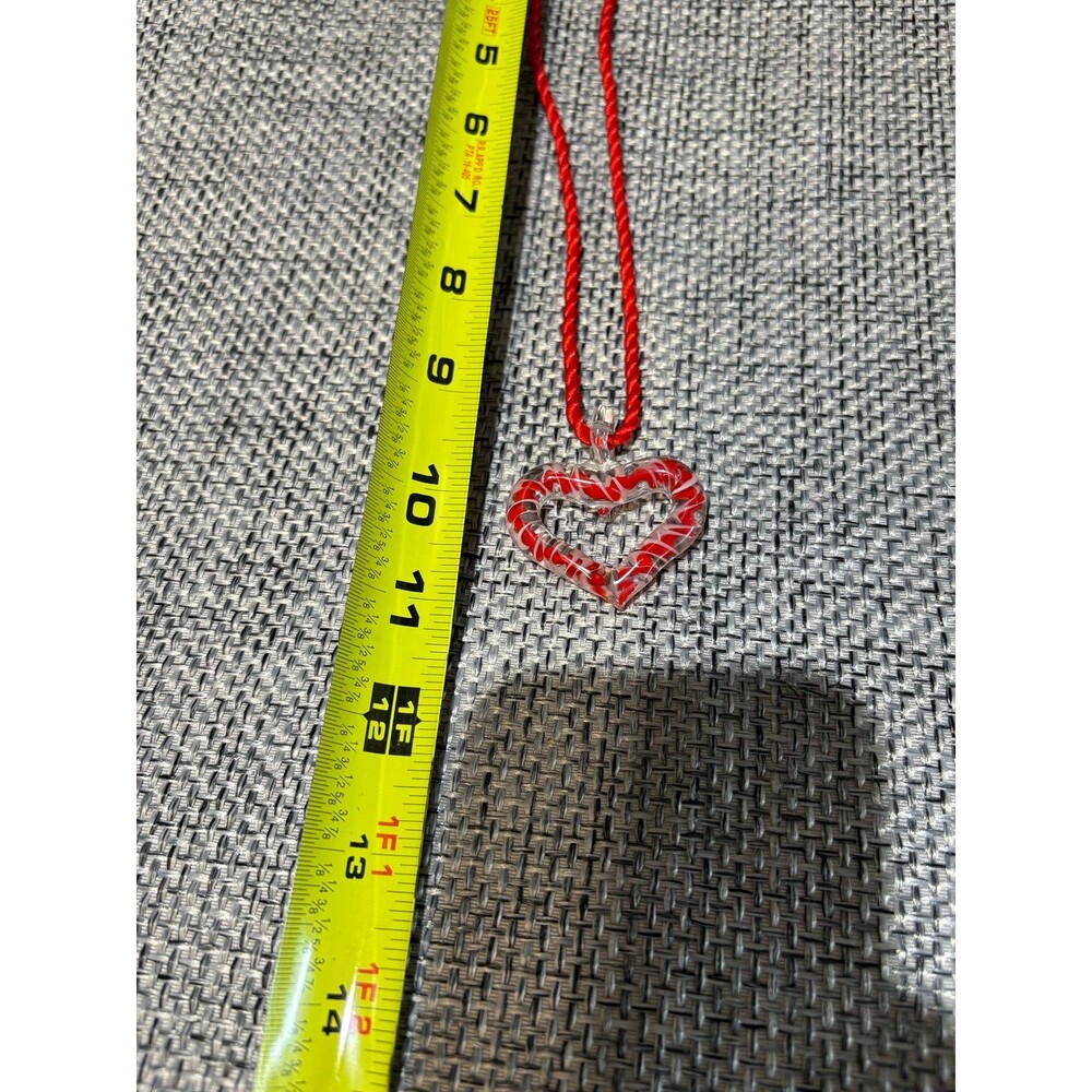Heart Shaped Glass Pendant NeckHeart Shaped Glass Pendant Necklace with Red Cord